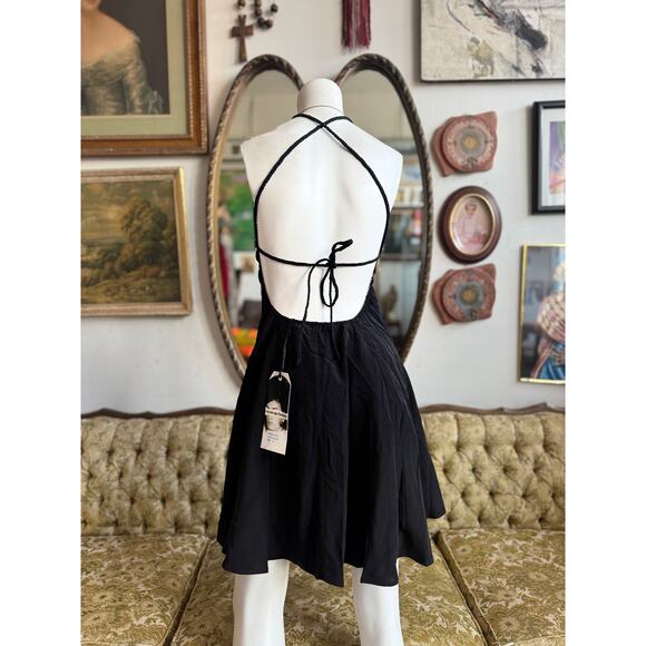 L'ecole des Femmes Silk Black St.Tropez Dress Size Medium (6) - Picture 5 of 7